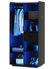 2-Door Wardrobe Armoire with LED Lights