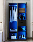 2-Door Wardrobe Armoire with LED Lights