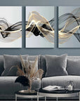 3 Pieces Nordic Luxury Ribbon Abstract Landscape Wall Art