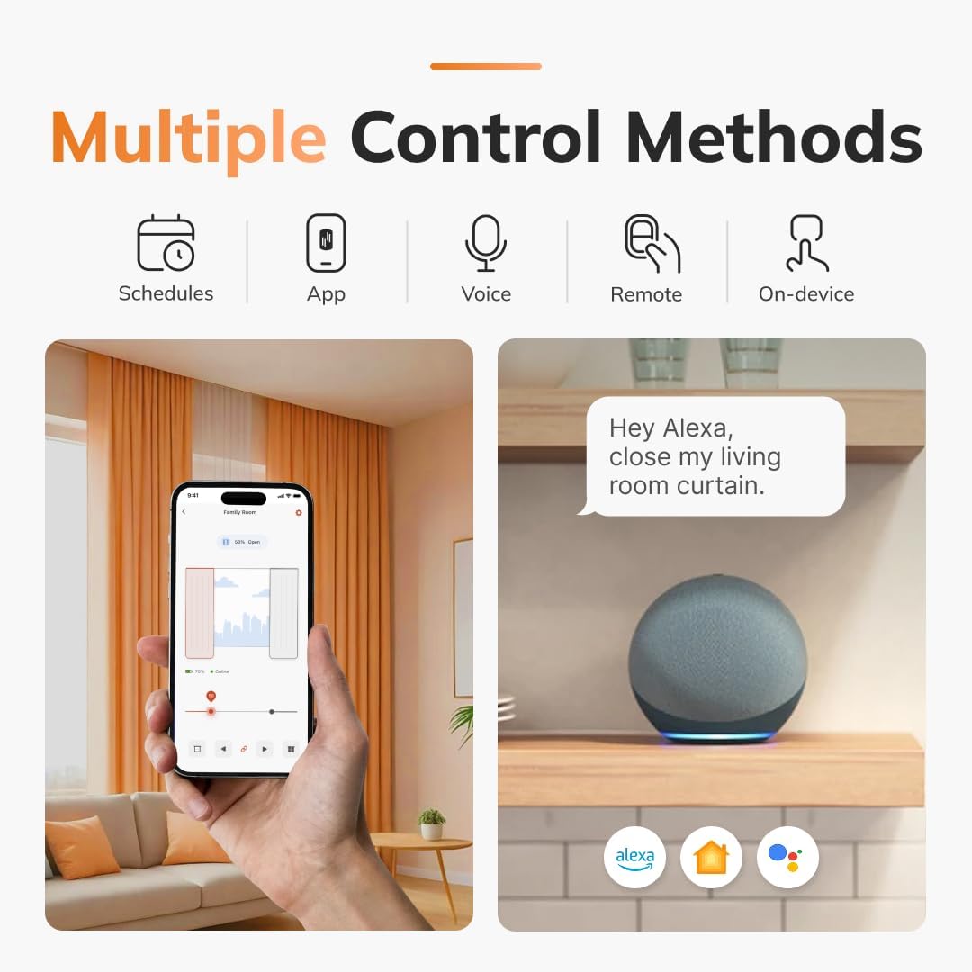 Motorized Smart Curtains with App &amp; Voice Control