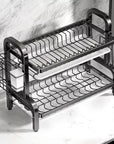 2-Tier Compact Kitchen Dish Rack and Storage Organizer